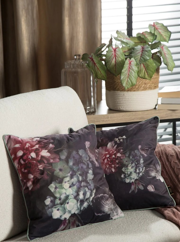 DEKORAČNÁ OBLIEČKA NA VANKÚŠ VELVET 131 45X45 CM KVETY