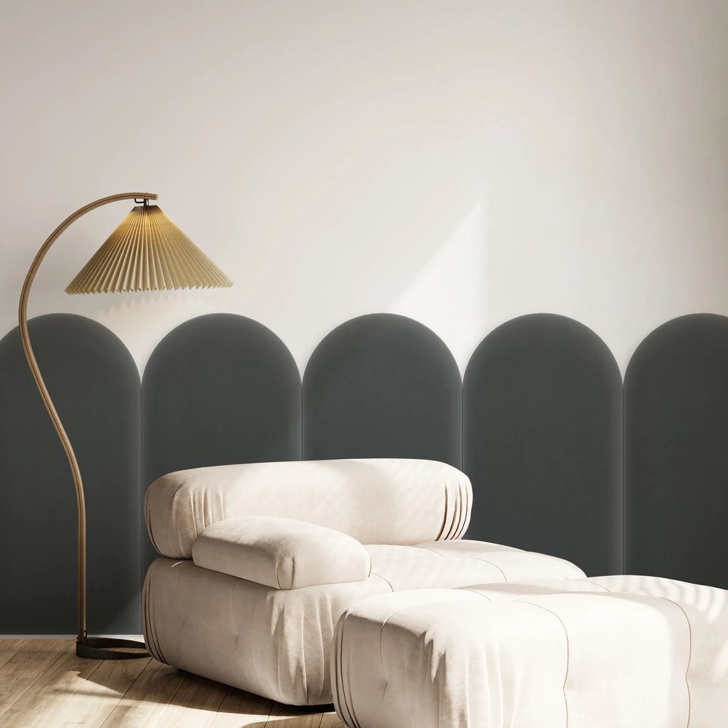 Zamatový čalúnený panel - Oblúk - 30x80cm Farba: Grafit