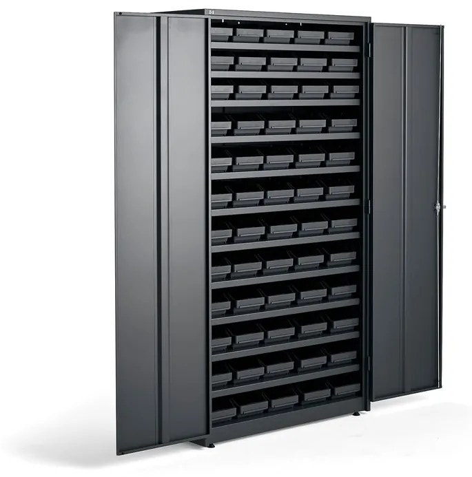 Kovová skriňa SUPPLY so 60 plastovými boxami REACH