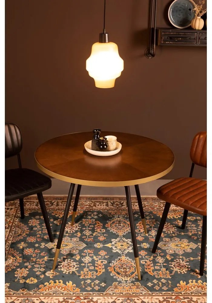 Okrúhly jedálenský stôl s doskou v dekore orechového dreva ø 91 cm Denise – White Label