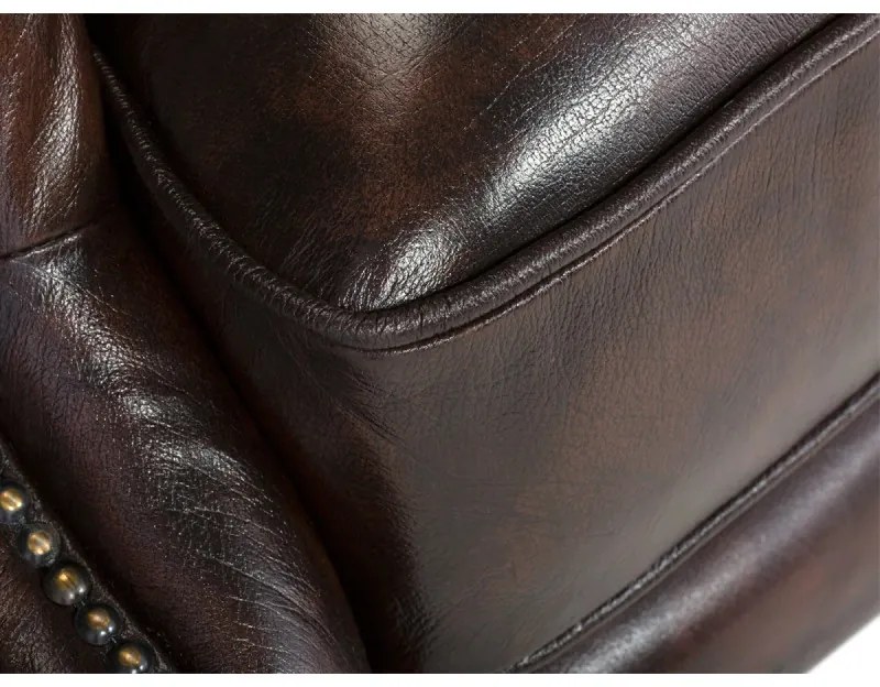 furniture-nabytek.cz - Kreslo ušák Chesterfield Pittsfield z pravej kože, hnedé – 89×79×104 cm