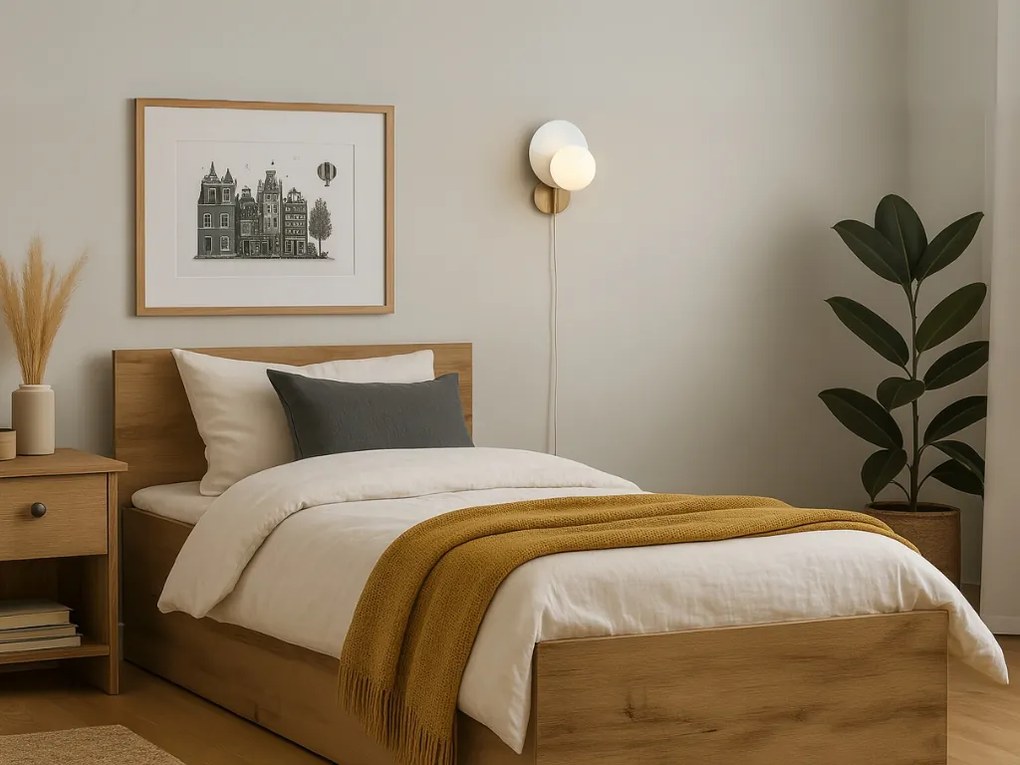 Posteľ SOFIA 90 x 200 cm, dub artisan Rošt: S lamelovým roštom, Matrac: Bez matraca