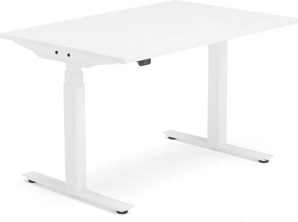 Výškovo nastaviteľný stôl Modulus, T-rám, 1200x800 mm, biela/biela