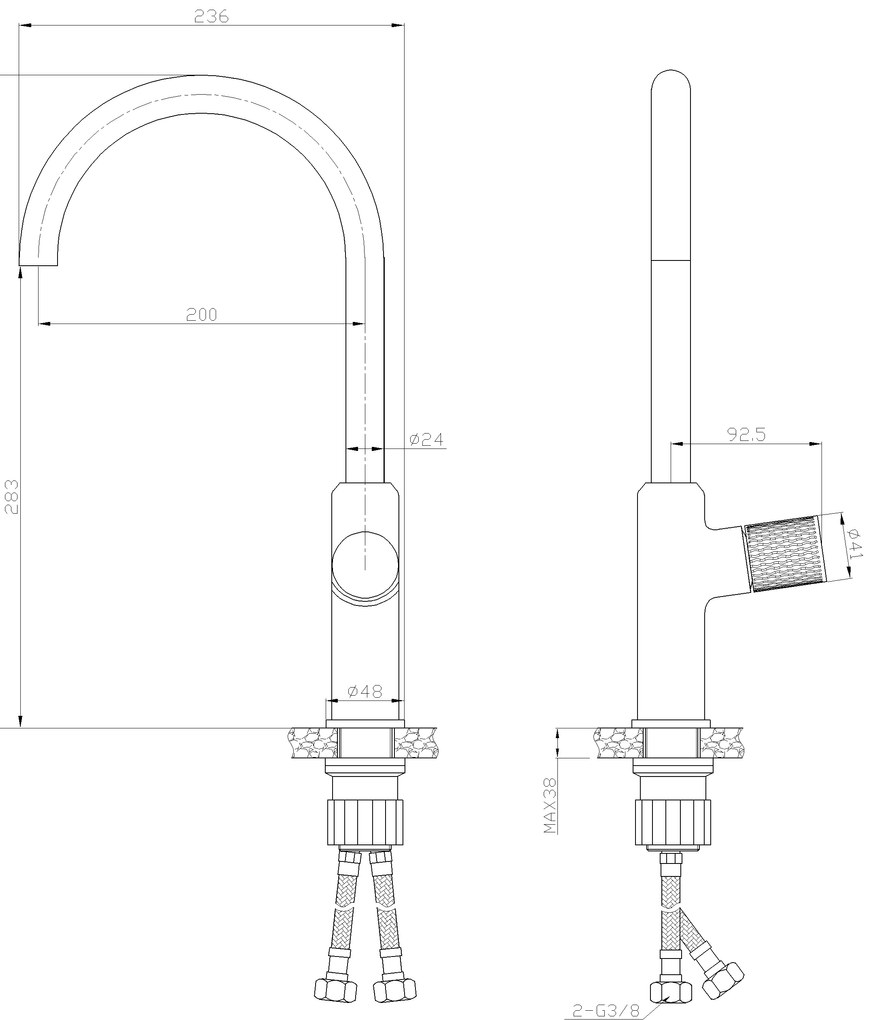 Invena Moonlight, drezová batéria h-400, čierna-ružové zlato, INV-BZ-77-014-V