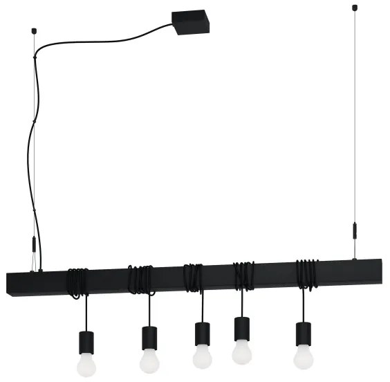 Eglo 39937 - Luster na lanku TOWNSHEND-B 5xE27/40W/230V čierna