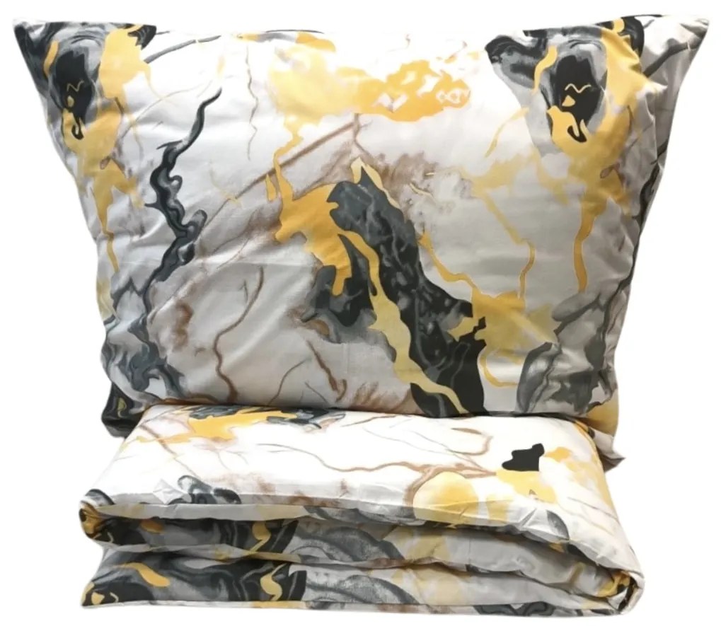 Obliečky bavlnené Mramor Gold 200x140cm+90x70cm TiaHome