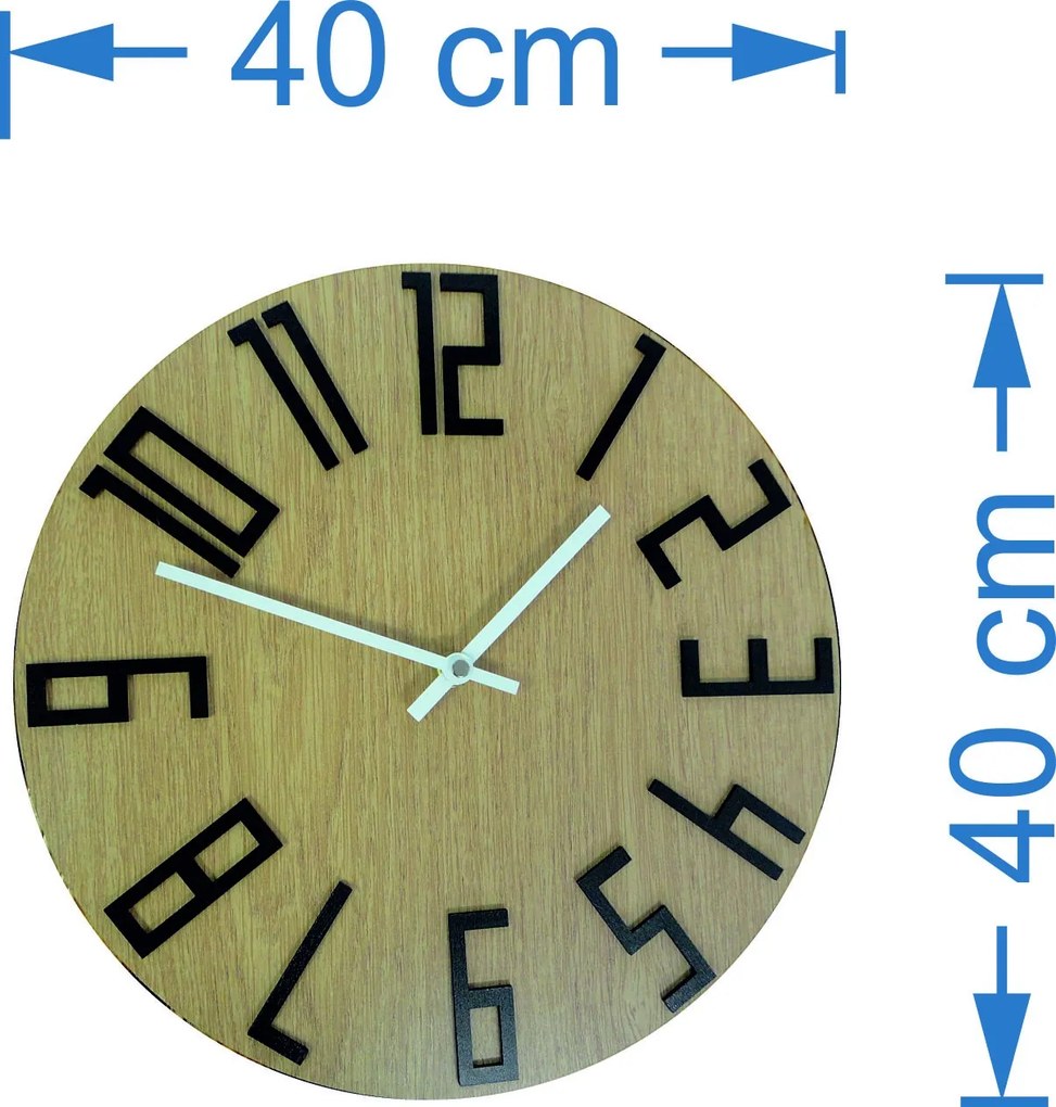 Nástenné hodiny z HDF - THOMAS: Čierne ručičky HDF - čierna 30 cm 3409-20452 HDFK007 HEU-