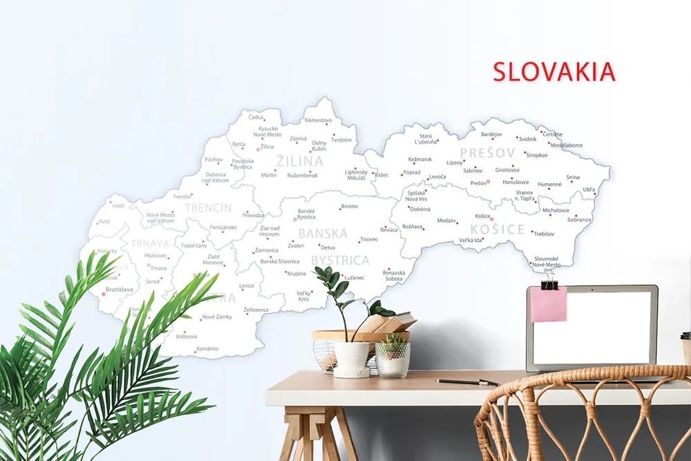 Samolepiaca tapeta podrobná mapa Slovenskej republiky