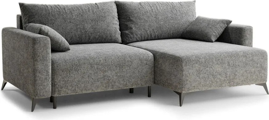 Sivá ženilková rozkladacia/s úložným priestorom rohová pohovka (pravý roh/s leňoškou) Leon – Maison de Rêve