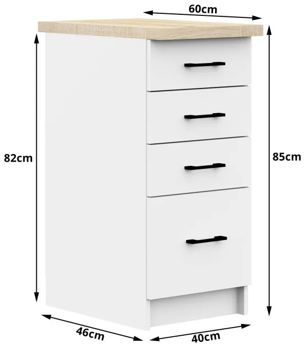 Spodná kuchynská skrinka s doskou OLIWIA S40 SZ4 biela