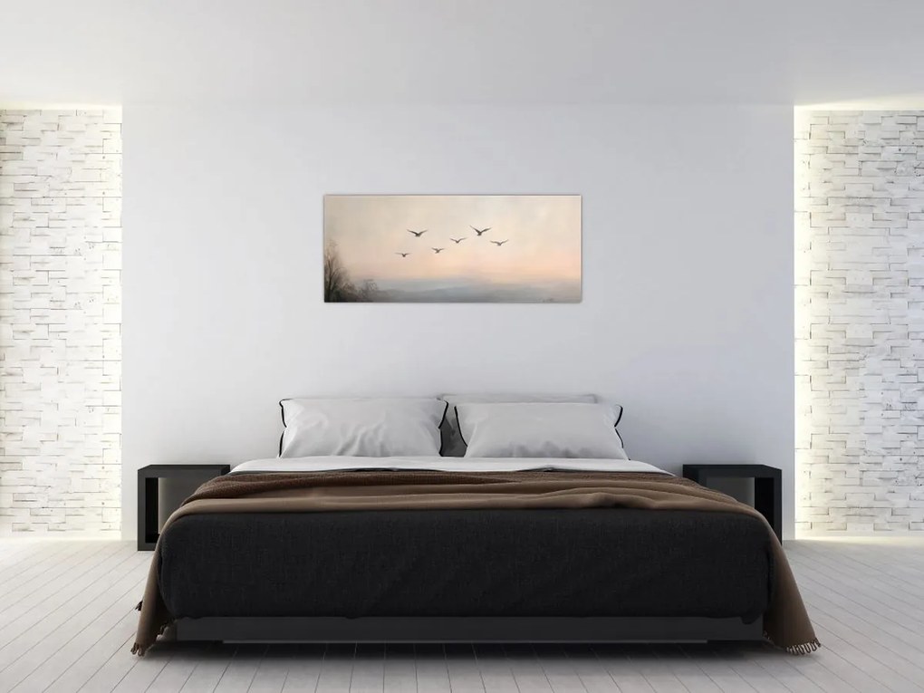 Obraz - Hejno vtákov (120x50 cm)
