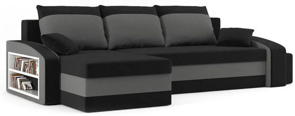 Rohová rozkladacia sedačka LINT 2, 255x75x140, haiti 17/haiti 0, ľavá