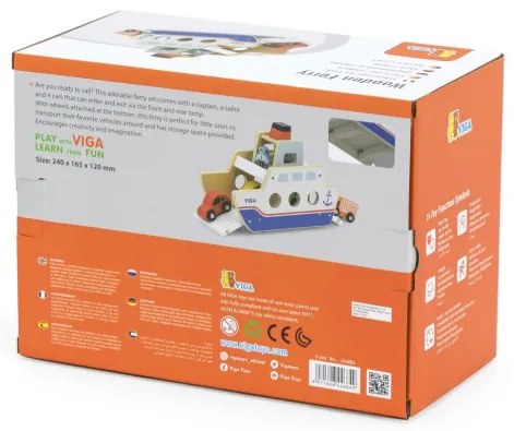 Drevená skladačka Viga 44684 loď s autíčkami