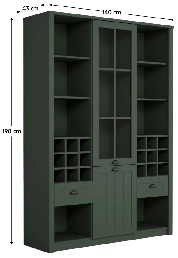 Vitrína Provance W2D2S - zelená