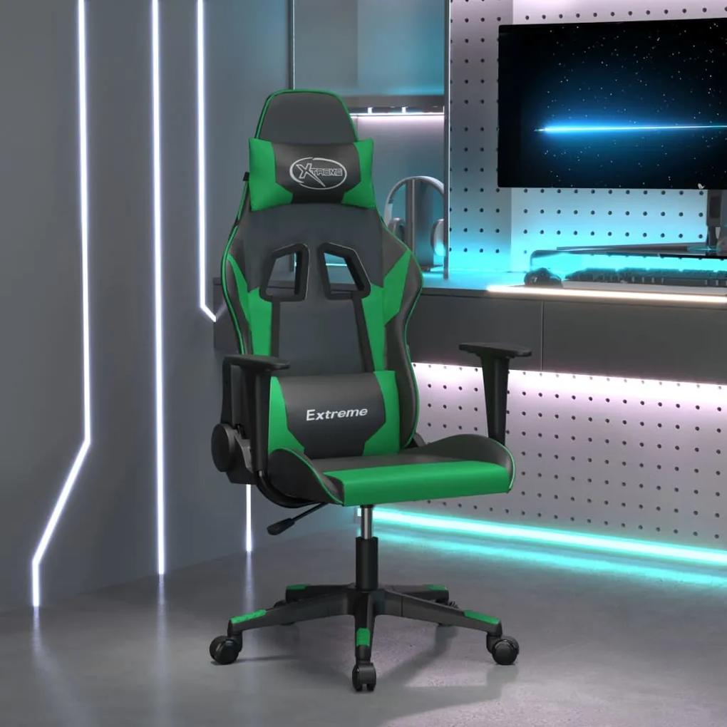 Herná stolička čierna a zelená umelá koža 3143690