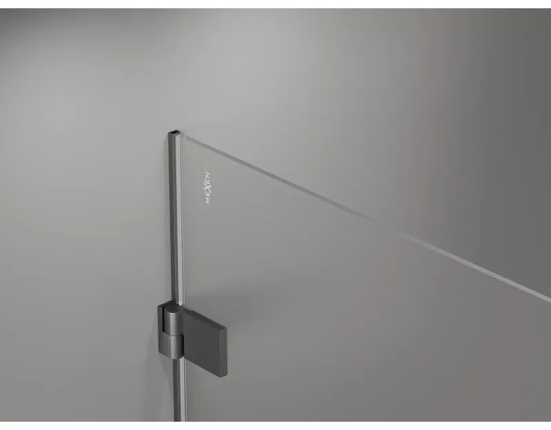 Mexen Lunar-B, sklápací sprchový kút ľavý 80 x 80 cm, 8mm číre sklo, profil grafit brúsený, 832-080-080-66-00-L