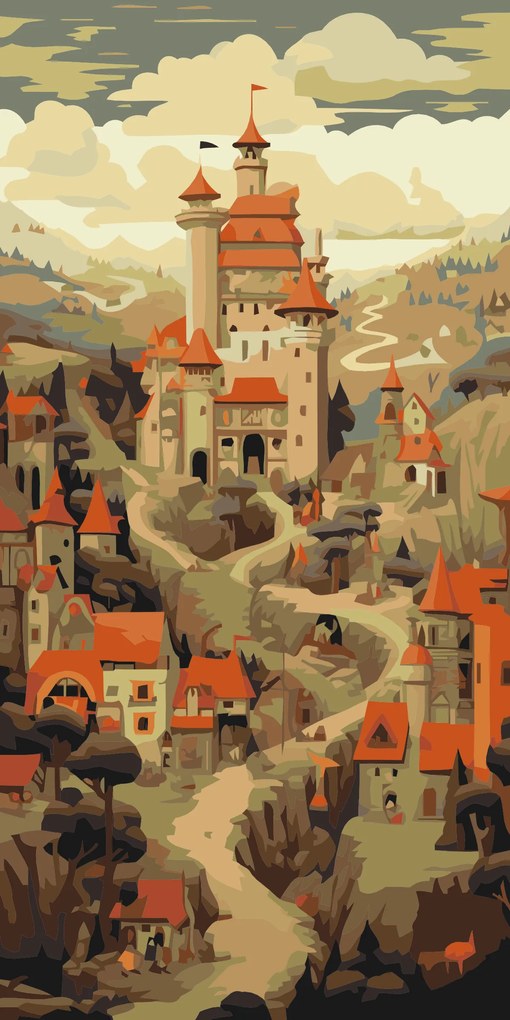Gario Maľovanie podľa čísel Hradné predmestie Rozmery: 40 x 80 cm, Rámovanie: Iba zrolované plátno