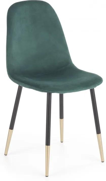 Jedálenská stolička K379 zamat / čierna / zlatá Halmar Tmavo zelená