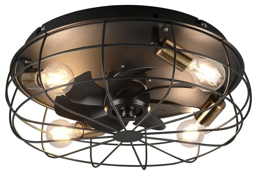 Matne čierne stropné svietidlo na diaľkové ovládanie/s ventilátorom Trondheim – Reality