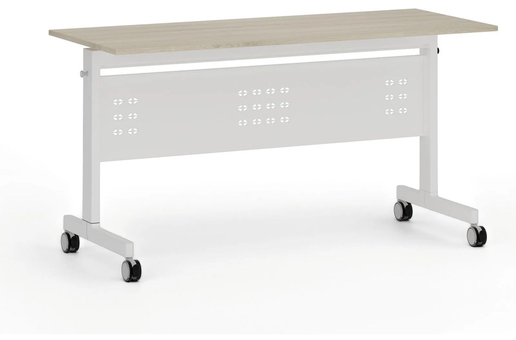 Mobilný stôl PRIMO MOBI, 1400 x 600 mm, biela podnož, dub prírodný