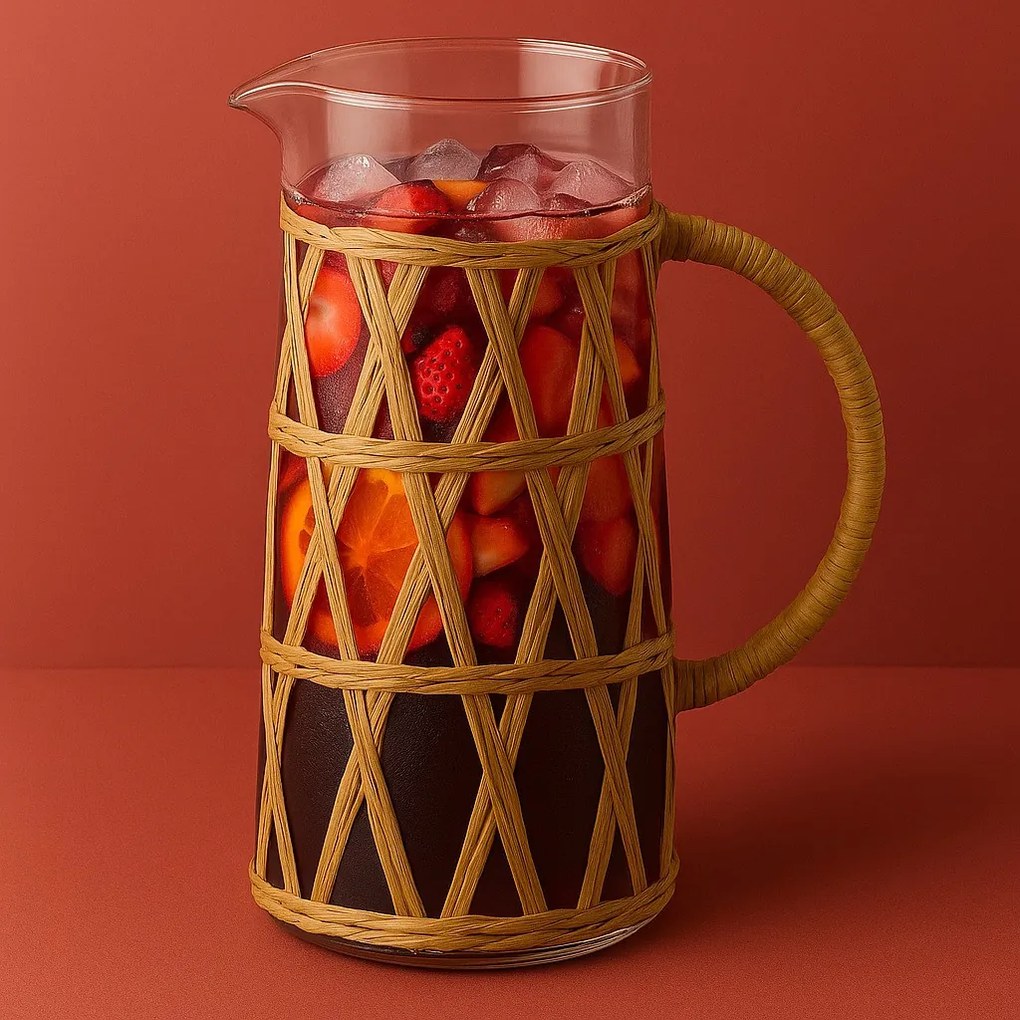 Skleněný džbánek s opletením BOHO 1,1 L transparentní