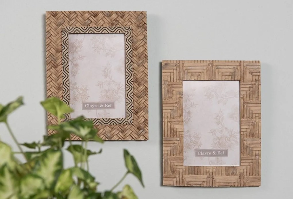 Hnedý dekoratívny fotorámik v dekore dreva - 16*1*21 cm / 10*15 cm