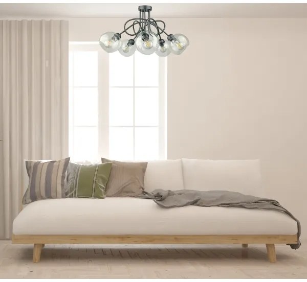 Prisadený luster EVIE 5xE27/60W/230V antracit/číra