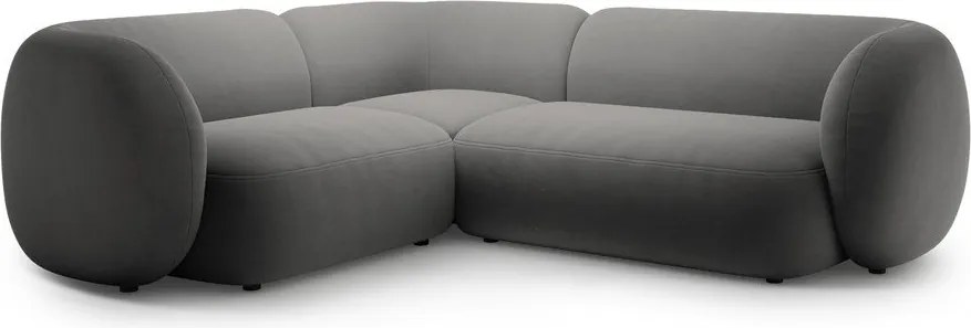 Tmavosivá zamatová rohová pohovka (ľavý roh/do L) Kate – Micadoni