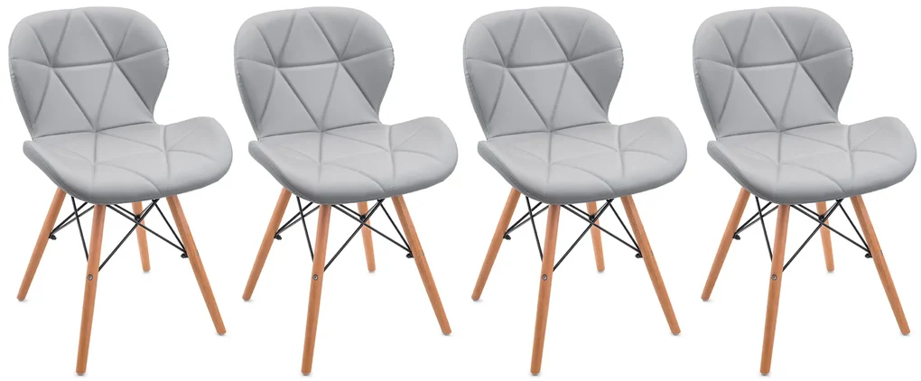 Bestent Jedálenské stoličky 4ks kožené Light Grey