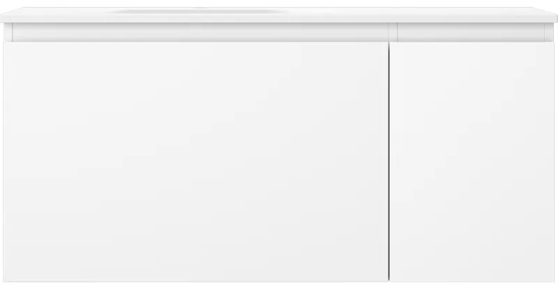 Mexen Orio, kúpeľňová skrinka 100 cm s umývadlom Vela vľavo, 1S, 1D, biela matná, 91A13-10047-3-BBFF01-W23L01