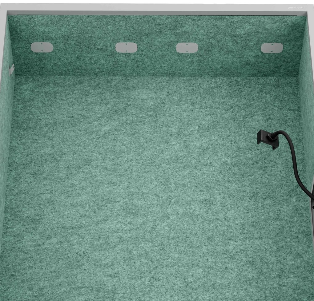 Kancelárska akustická kabína so sedadlom a portom USB-C, telo v sivý farbe / sedadlo v zelenej farbe, 1150 mm: SALLY MentalBox