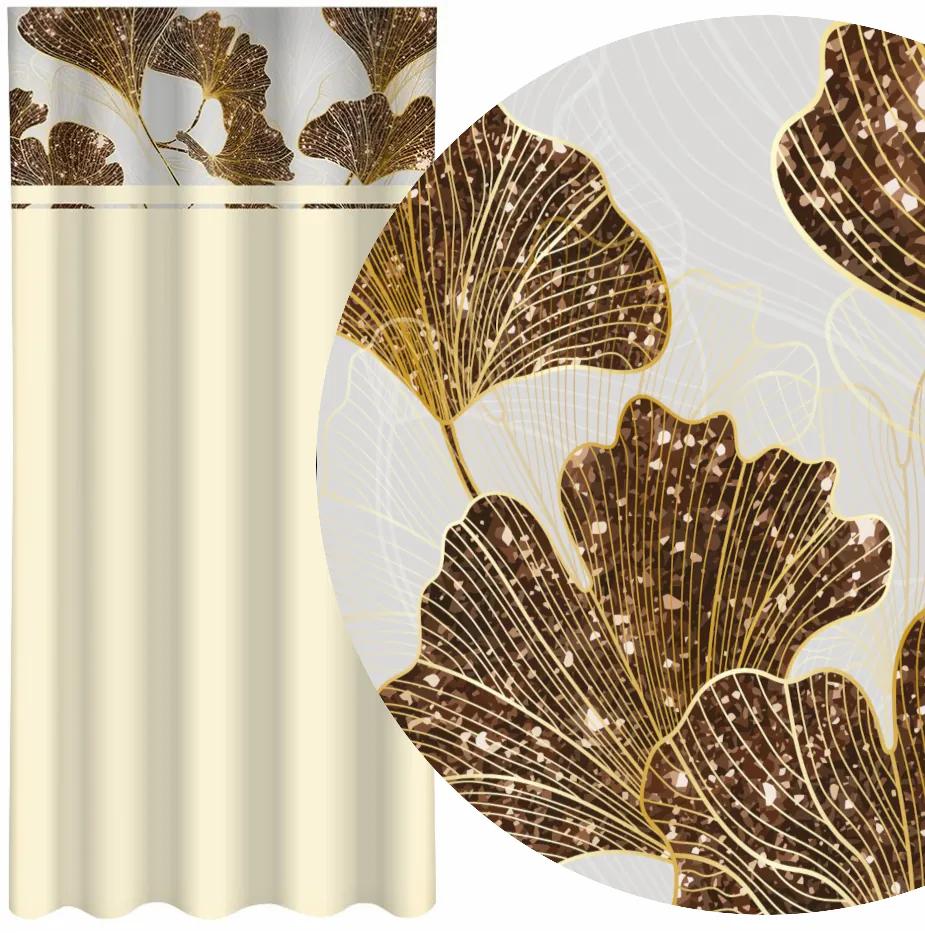 Klasický krémový záves s potlačou zlatých listov ginka Šírka: 160 cm | Dĺžka: 270 cm