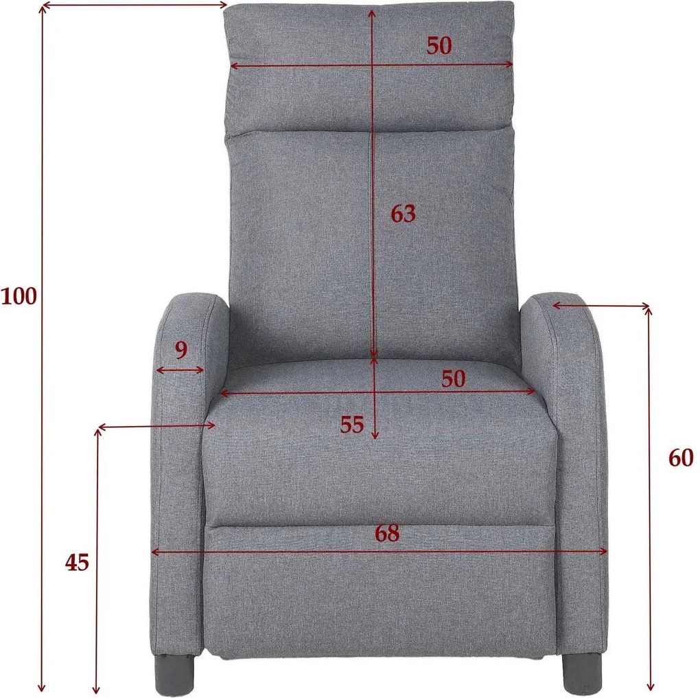 LuxuryForm DESIGN Televízne kreslo RUFO s polohovaním - sivé