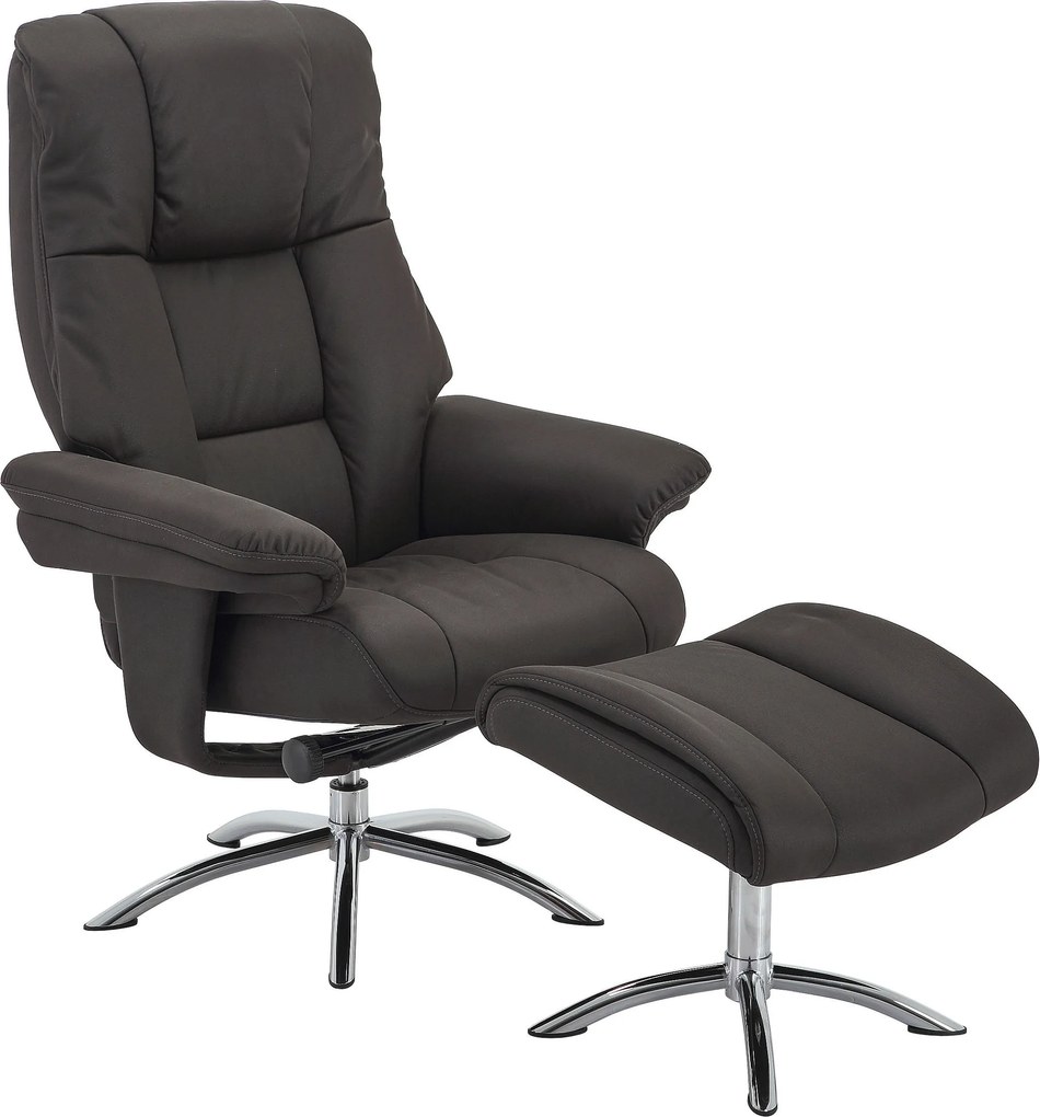 XXXLutz RELAXAČNÉ KRESLO S PODNOŽKOU, kov, textil, antracitová, chrómová Cantus - Kreslá - 002381031301