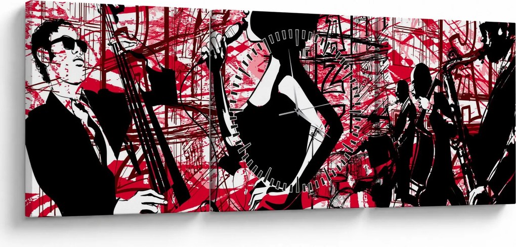 Obraz - Jazz (s hodinami) (90x30 cm)