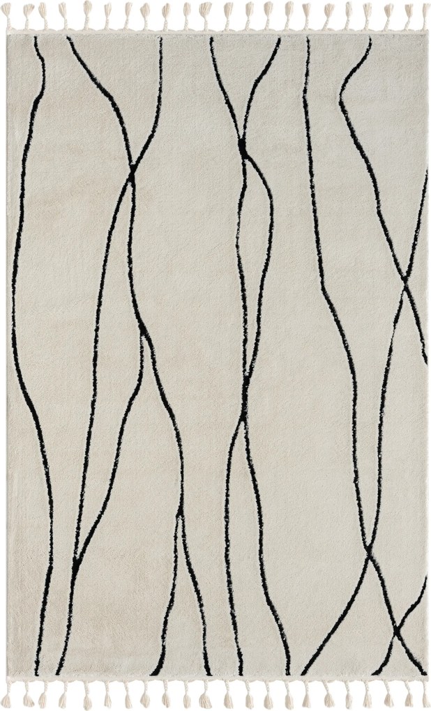 My Flair, Kusový koberec Moroccan Serenity weiß, 100x200, čiernobiela, obývacia izba