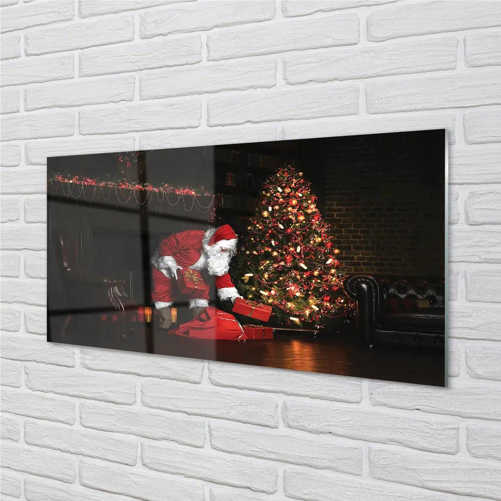Nástenný panel  Ozdoby na vianočný stromček darčeky Claus 120x60 cm