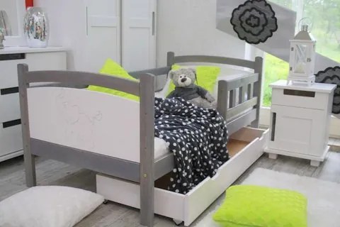 OVN detská posteľ BENIO 80x160 sivá/biela+rošt