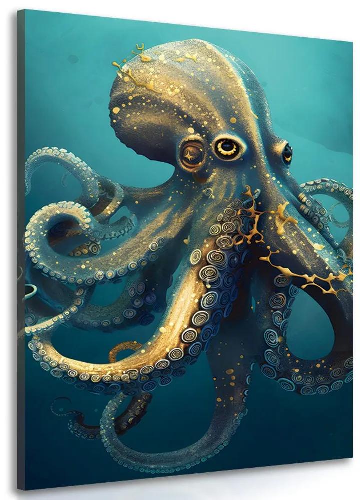 Obraz modro-zlatá chobotnica Varianta: 40x60