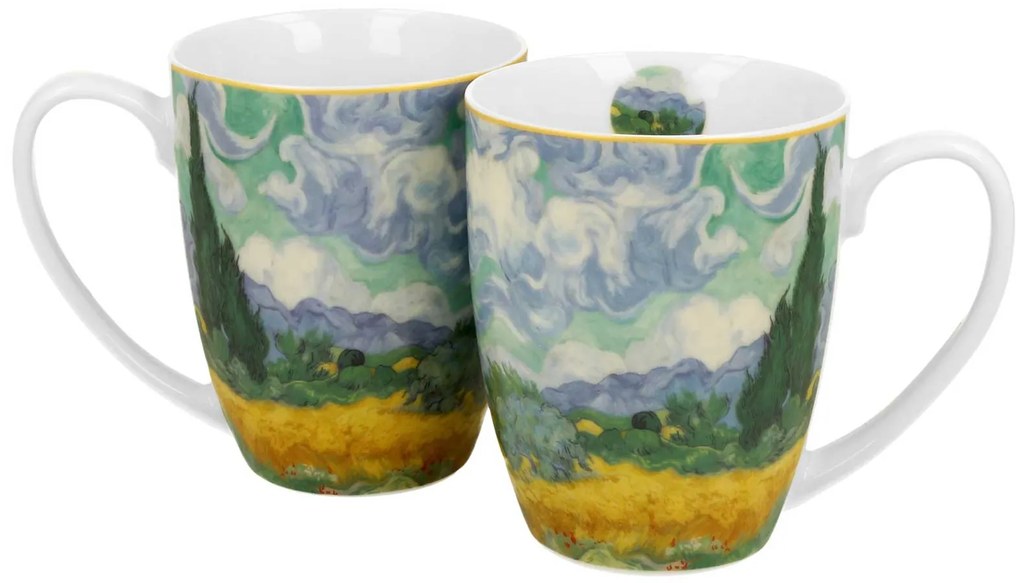 Porcelánový hrnček Van Gogh Wheat Field 350 ml sada 2ks