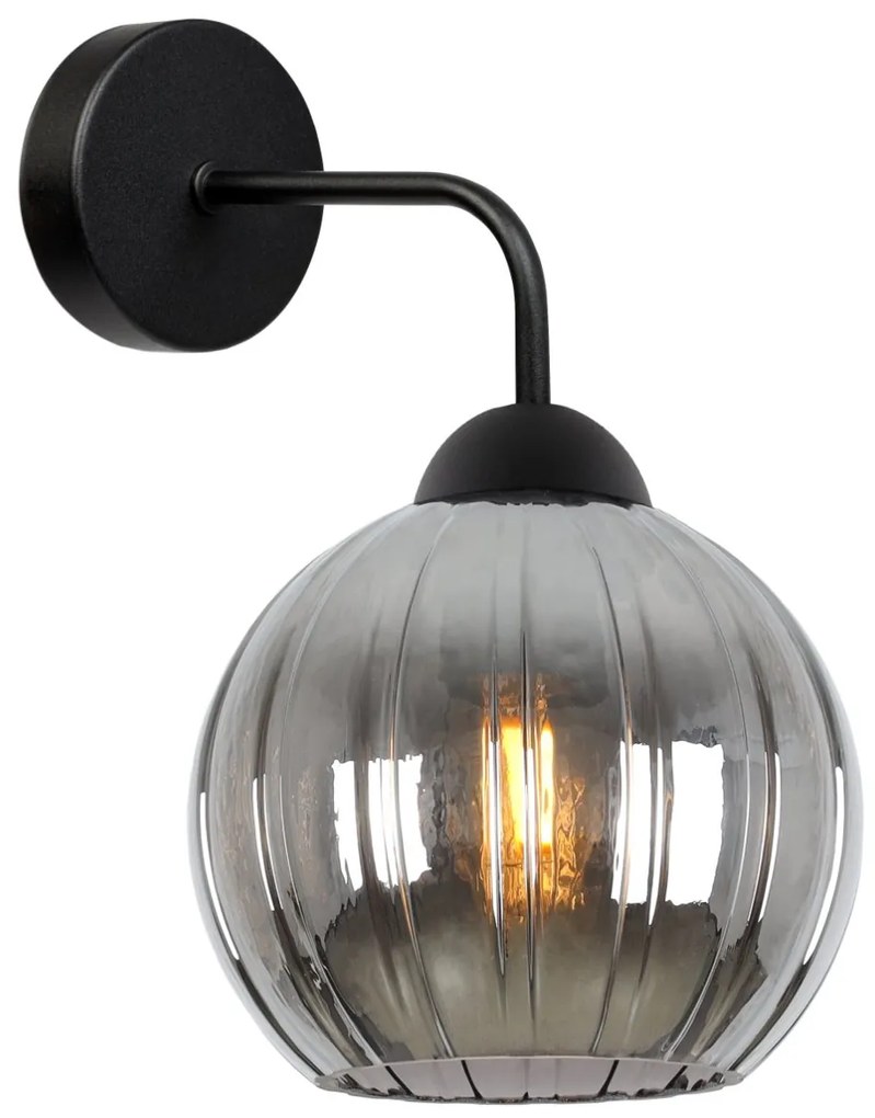 Nástenné svietidlo Costa, 1x grafitové sklenené tienidlo, b