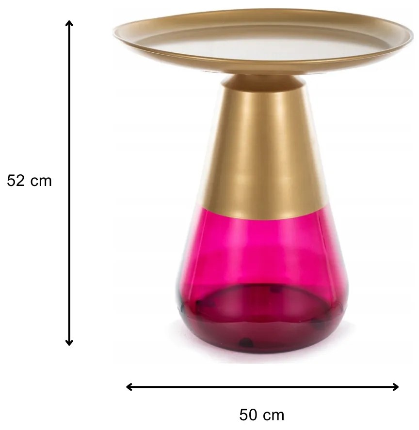 Odkládací stolek Tiffany 50 cm růžový/zlatý