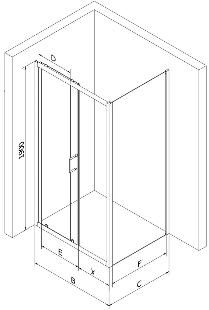 Mexen Apia sprchový kút 125x70 cm, priehľadný, chróm, 840-125-070-01-00