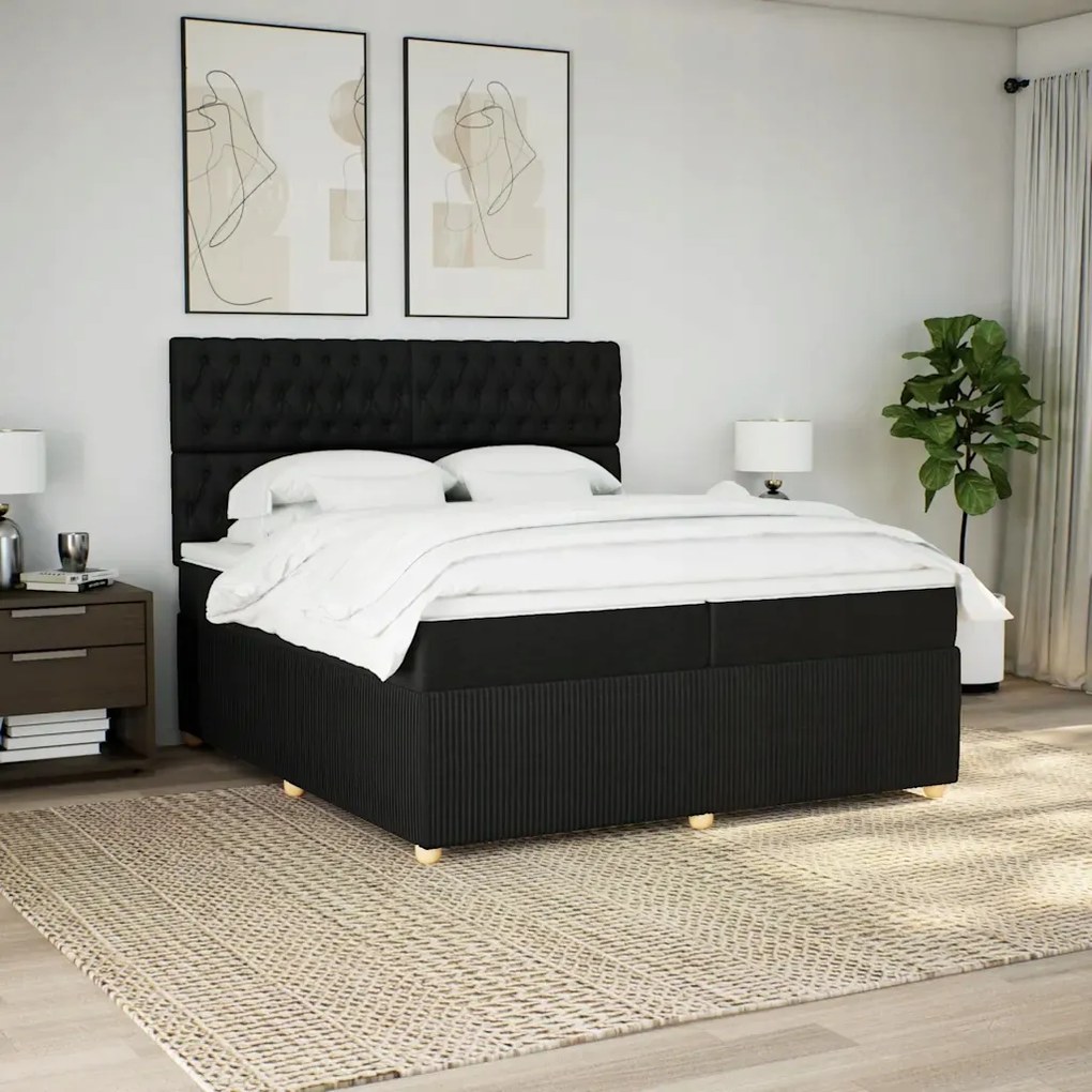 vidaXL Boxspring posteľ s matracom čierna 200x200 cm látka