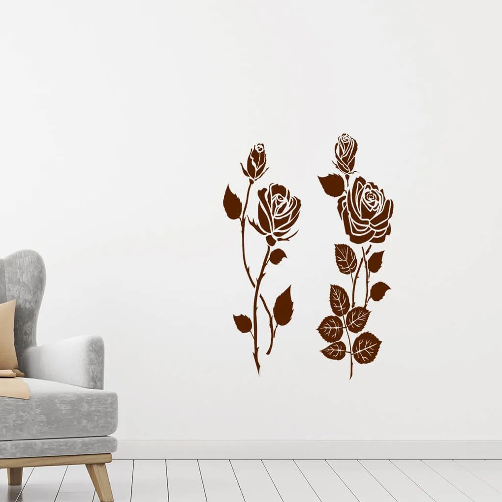 Veselá Stena Samolepka Dve ruže Farba: oranžová, Veľkosť: 80 x 88 cm