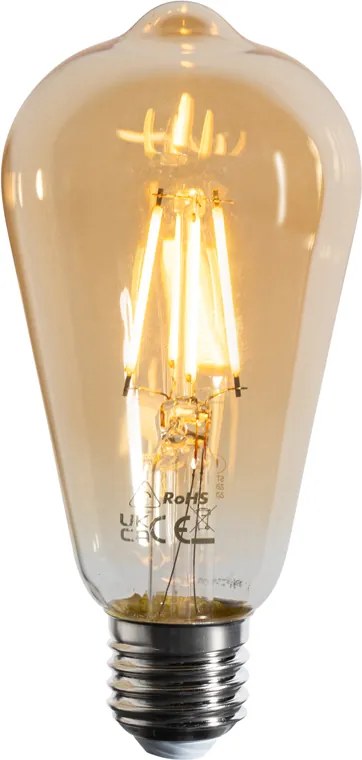 Sada 5 stmievateľných LED žiaroviek E27 Filament ST64 zlatá 4,5W 450 lm 2200K