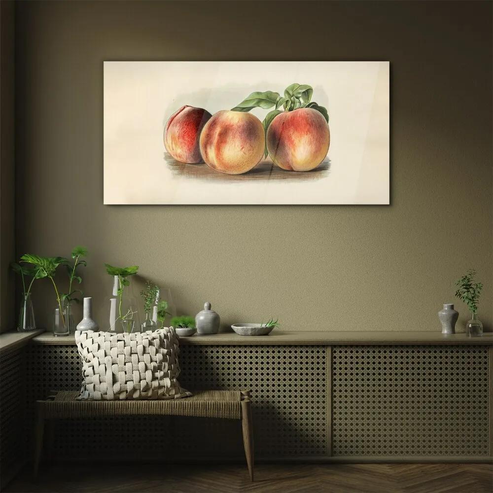 Obraz na skle Broskyňové ovocné listy