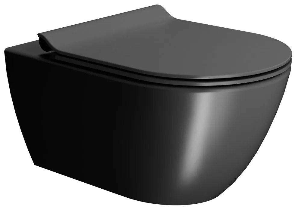 GSI GSI, PURA závesná WC misa, Swirlflush, 55x36 cm, čierna dual-mat, 881526
