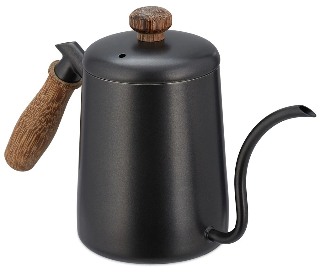 Kovový čajník s drevenou rukoväťou RD44120, čierny 550 ml
