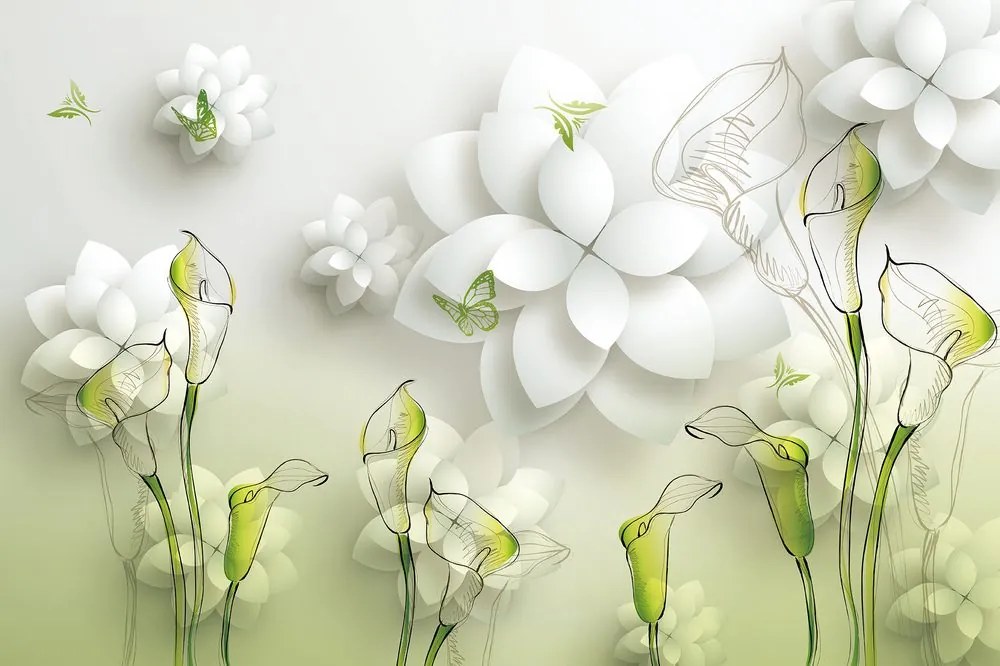 Samolepiaca tapeta zaujímavé abstraktné kvety